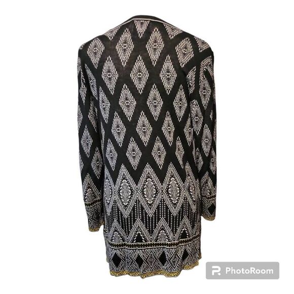 Ruby Rd. “Ivory Coast” Women's Size PL Black/White Boho Style Lace & Tassel Top - Picture 3 of 4